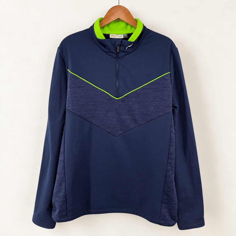 KJUS Mens Medium Damon Midlayer Half Zip Blue Green Golf Pullover Top